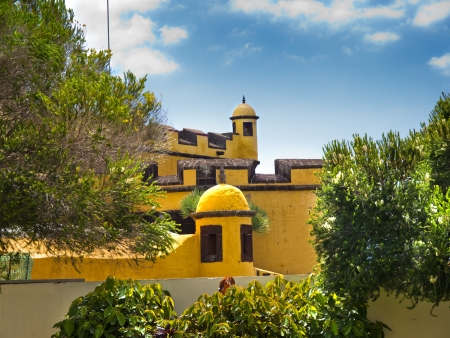 view of old castle Fortaleza de Sao Tiago in Funchal, Madeira, Portugalのeditorial素材
