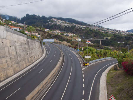 view of the highway on the Portuguese island of Madeira の写真素材