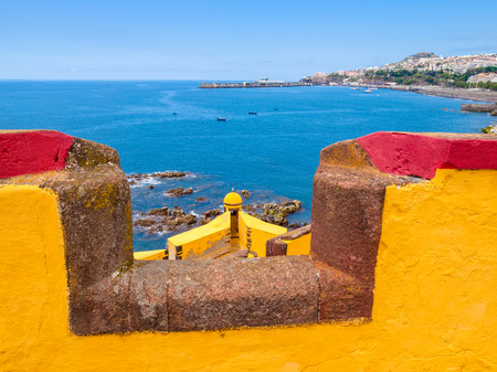 View of old castle Fortaleza de Sao Tiago in Funchal, Madeira, Portugalの写真素材