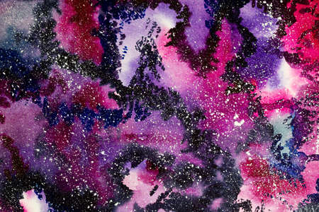 Watercolor colorful texture background. Hand-drawn watercolor abstraction. Watercolor stormy sky in...