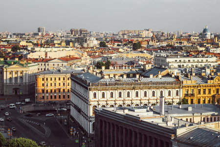 Saint Petersburg city view from above. View from the colonnade of St. Isaac's Cathedral in St....