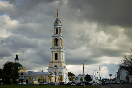 Russia, Kolomna, August 2020: the bell Tower of the Church of St. John the theologian in Kolomna in the summer.のeditorial素材