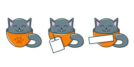 Cute cat in a cup.のイラスト素材