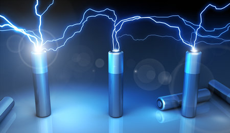 Battery and Electricity - 3D Rendering