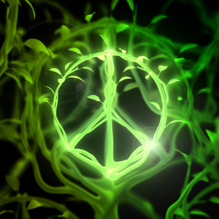 Symbol of Peace and Trees - 3D Renderingの写真素材