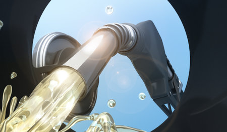 Fuel Gun in Car - 3D Renderingの写真素材