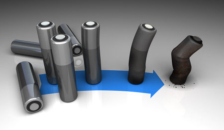 New and Old Battery - 3D Renderingの写真素材