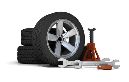 Wheel and Tool - 3D Renderingの写真素材