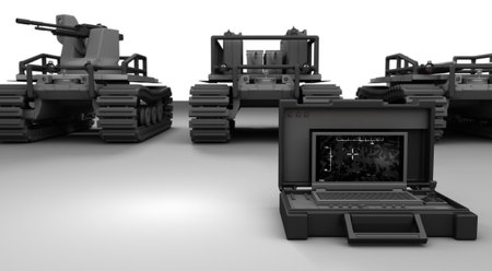 Military Robots and Remote Control - 3D Renderingの写真素材