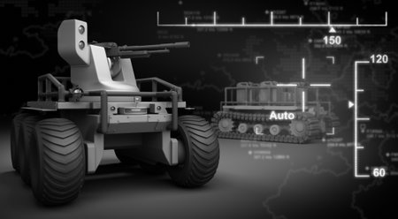 Military Robot and Interface - 3D Renderingの写真素材