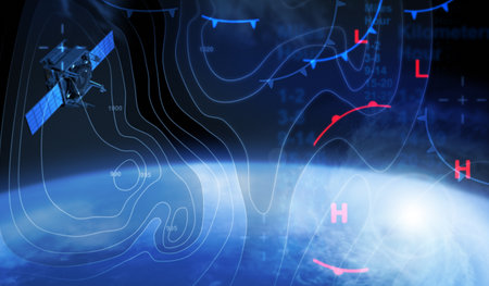Weather Map and Satellite - 3D Renderingの写真素材