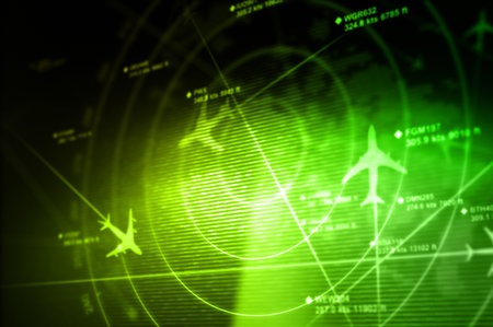 Abstract radar with targets in action - 3D Renderingの写真素材