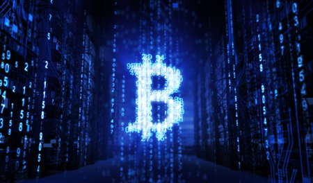 Bitcoin Symbol and Computers - 3D Renderingの写真素材