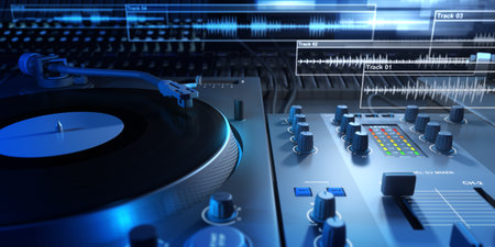 Vinyl Player and Mixer - 3D Renderingの写真素材