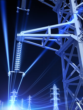 Steel towers and high voltage - 3D Renderingの写真素材