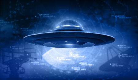 UFO and Radar - 3D Renderingの写真素材