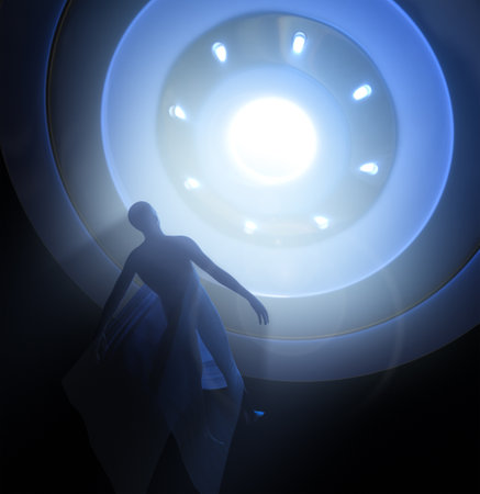 UFO and Abduction - 3D Renderingの写真素材