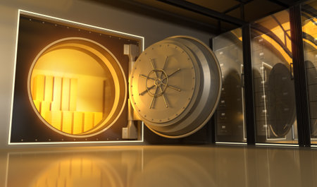 Opening door of safe in the Bankの写真素材