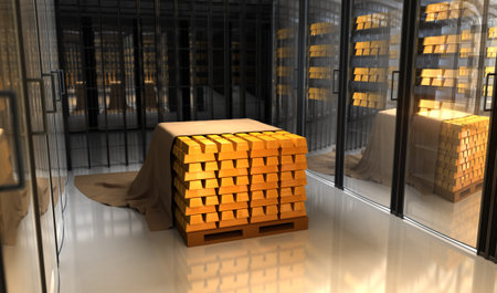 Gold bars in the Bankの写真素材