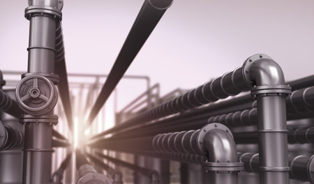 Industrial network with oil pipesの写真素材