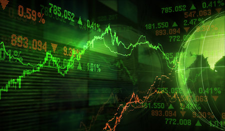 finance symbols of stock marketの写真素材