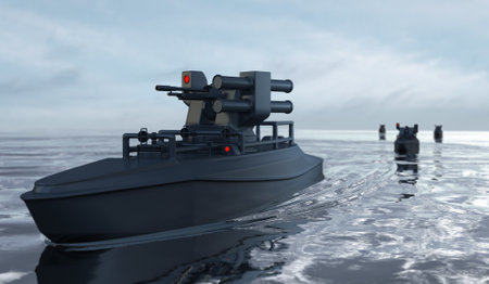 Unmanned Surface Vessel - 3D Renderingの写真素材