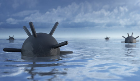 Mines in the Sea - 3D Renderingの写真素材