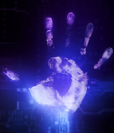 Print of hand and circuit boardの写真素材