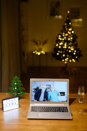 A senior couple on the laptop screenの写真素材