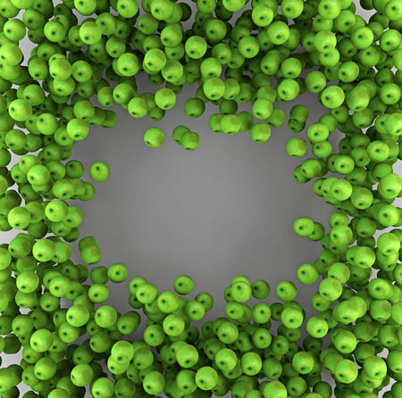 background of green apples with an empty space in the center. 3dの写真素材