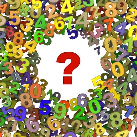 color numbers background with question mark. 3d renderingの写真素材