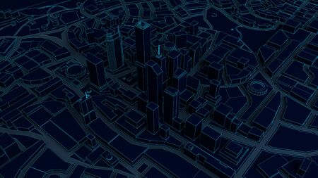 dark low poly city views from above. 3d renderingの写真素材