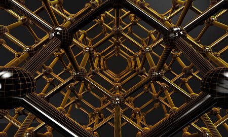 background inside black molecule structure 3d renderingの写真素材