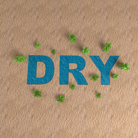 desert with water text dry. 3d rendering