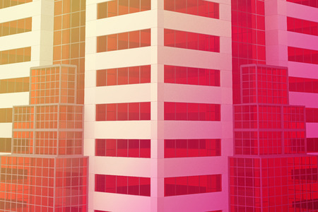 background from the skyscraper facades with red tint. 3d renderingの写真素材