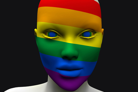 faceless head is painted in the colors of the LGBT. 3d renderingの写真素材