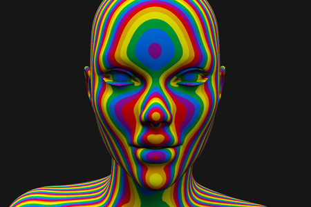 faceless head is painted in the random colors. 3d renderingの写真素材
