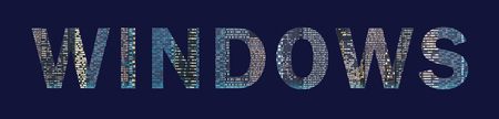 text windows of colored skyscrapers at night. 3d rendering