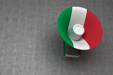 loudspeaker painted flag of Italy. 3d renderingの写真素材