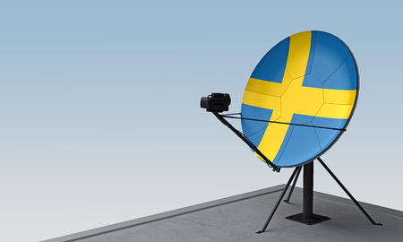 satellite dish with the flag of Sweden. 3d renderingの写真素材