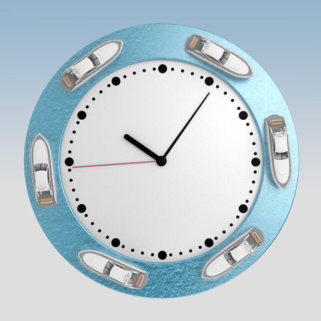 boats drive around the clock. 3d rendering