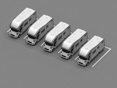 parking with camping cars. 3d rendering