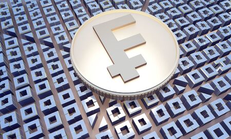 coins with symbol of the swiss franc. 3d rendering