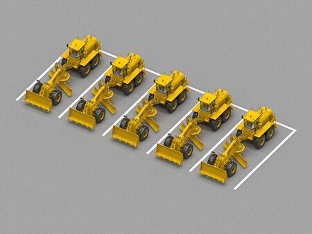 parking with group graders. 3d rendering