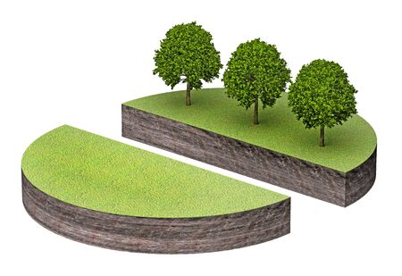 two pieces of land with trees and clean. 3d rendering