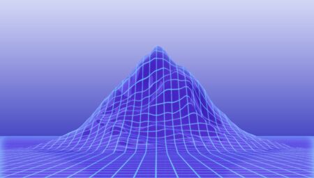 projection of light grid onto mountain topography. 3d renderingの写真素材