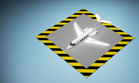 private jet surrounded by a dangerous line around. 3d renderingの写真素材