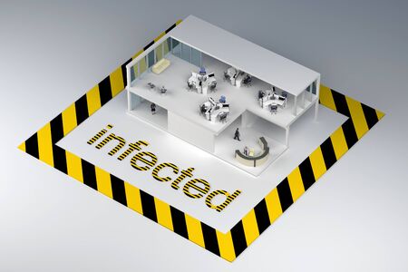 concept office cutaway building infected. 3d renderingの写真素材