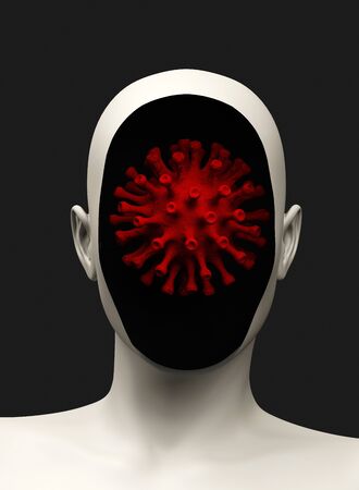 concept in the head coronavirus. 3d rendering