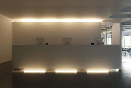 view of the minimalistic reception without people. 3d rendering